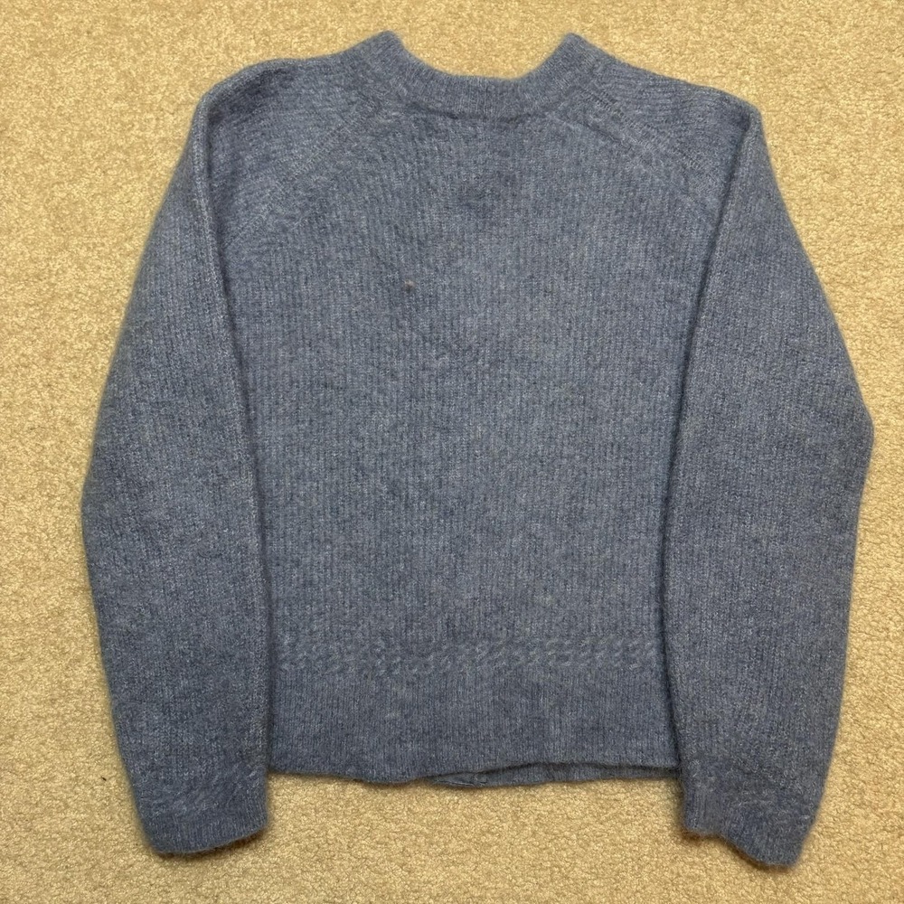 Sézane Cardigan Sweater Womens Medium 17x20 Blue Mohair Wool Button Made Italy - Picture 2 of 9
